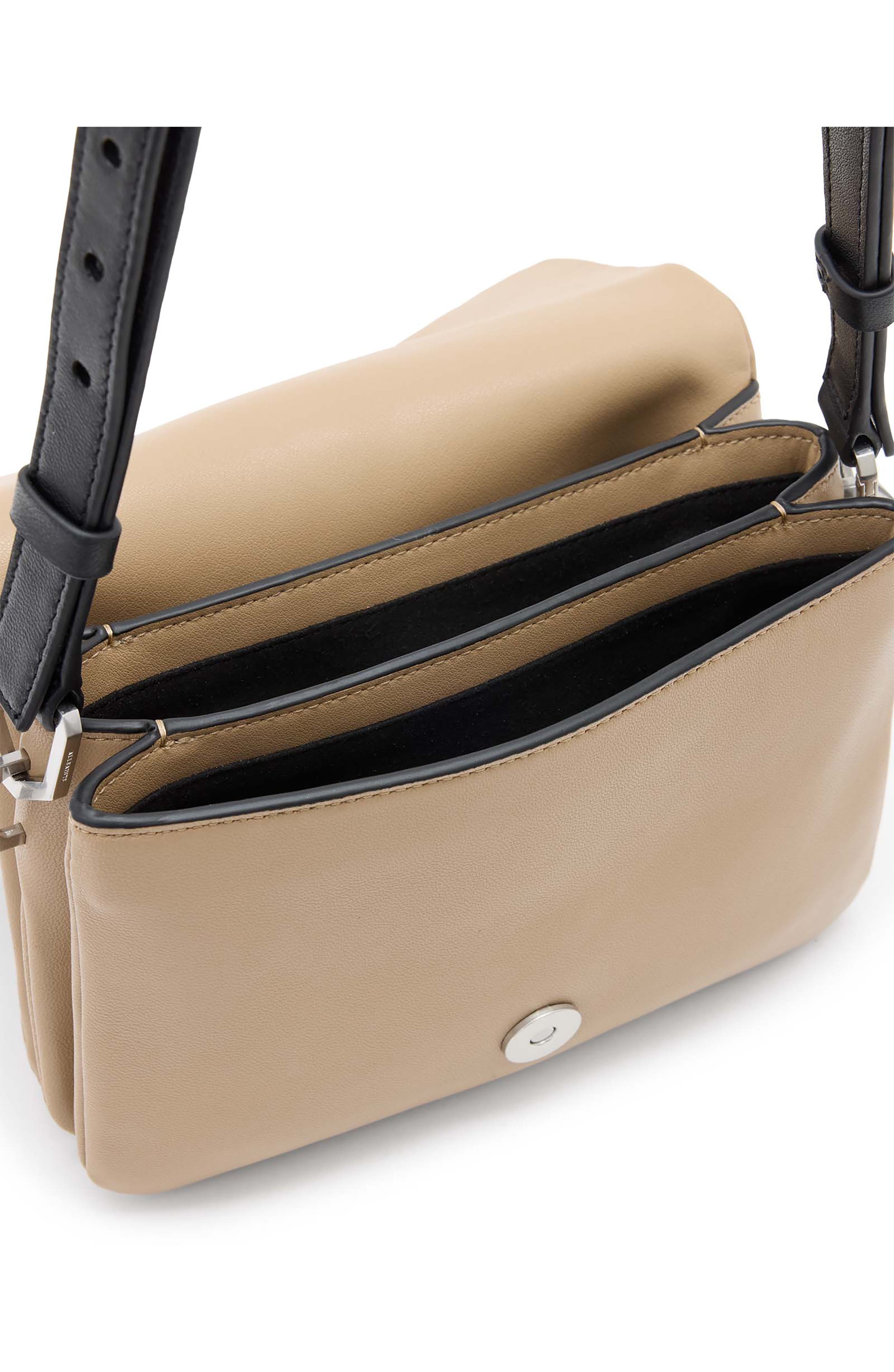 AllSaints Jupiter Leather Crossbody Bag, Alternate, color, Mink Brown