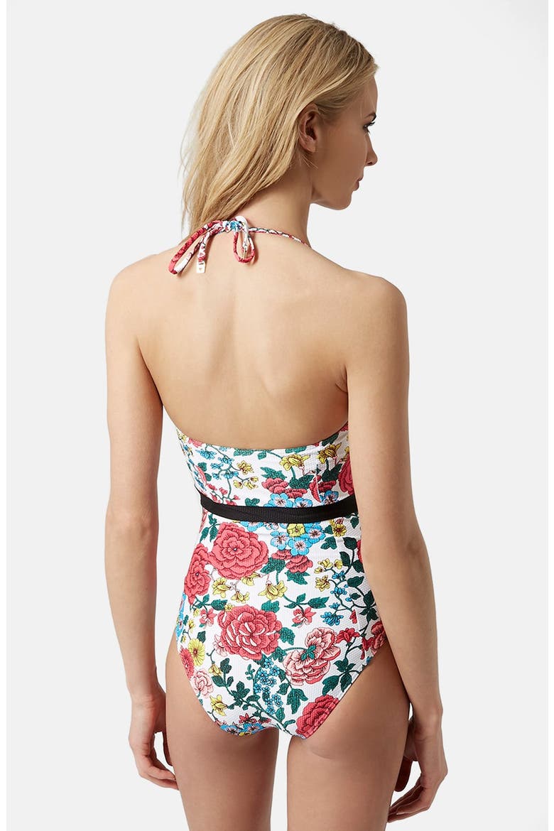 Floral Halter Swimsuit, Alternate, color, WHITE MULTI