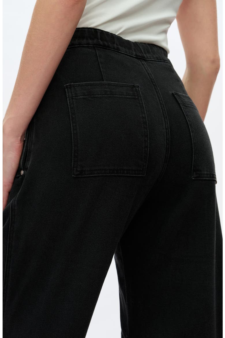 High Waist Raw Hem Wide Leg Jeans, Alternate, color, BLACK