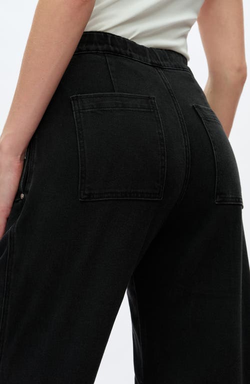 Bayeas High Waist Raw Hem Wide Leg Jeans In Black