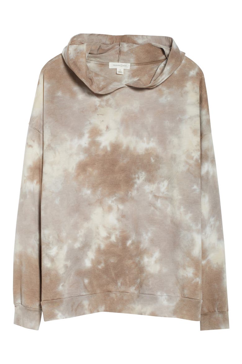 Tie Dye Boyfriend Hoodie, Alternate, color, IVORY- GREY COMBO