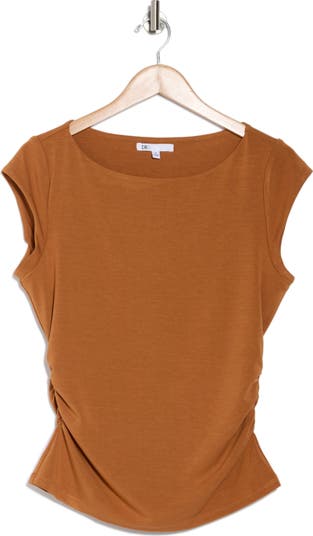 Cap Sleeve Ruched Side T-Shirt