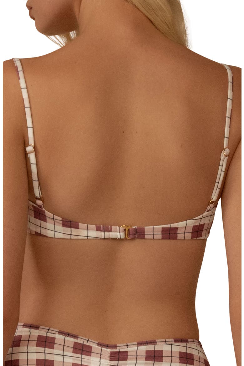 Plaid Petal Bikini Top, Alternate, color, MAROON PLAID