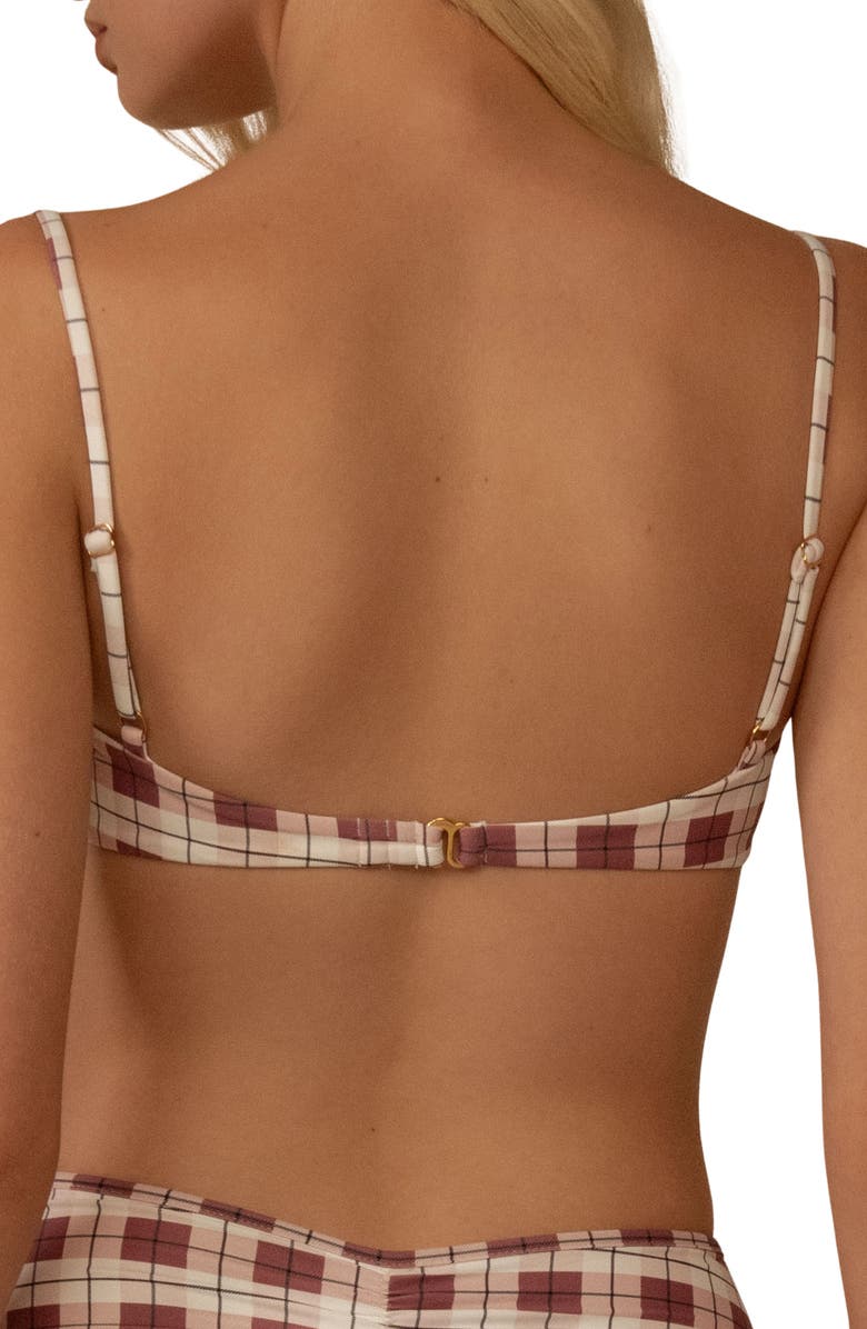 MONTCE Plaid Petal Bikini Top, Alternate, color, Maroon Plaid
