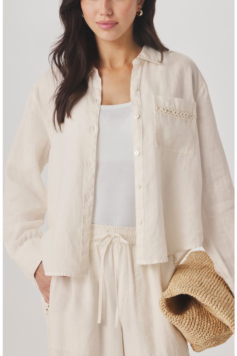 Stella Linen Button Down Shirt, Main, color, ANTIQUE PEARL GREY