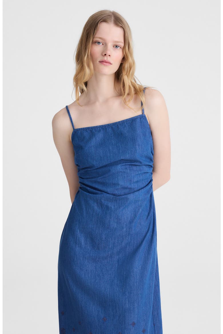 Juliana Eyelet Denim Midi Dress, Alternate, color, CLAIRMONT WASH
