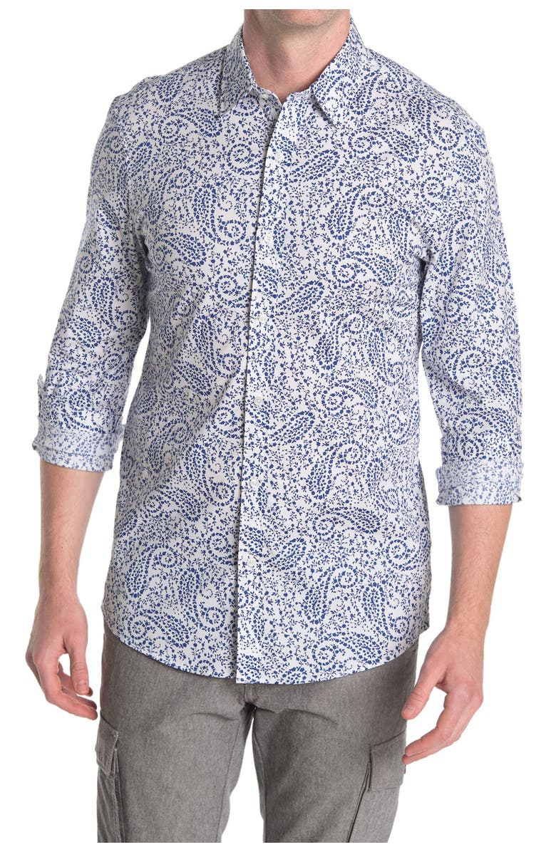 Michael Kors Paisley Print Stretch Dress Shirt, Main, color, 