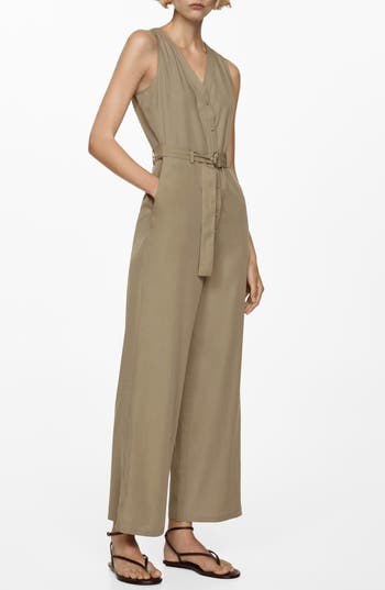 Mango Belted Wide Leg Jumpsuit