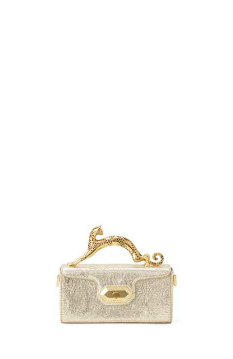 Pencil Cat Nano Bag In Crackled Metallic Leather