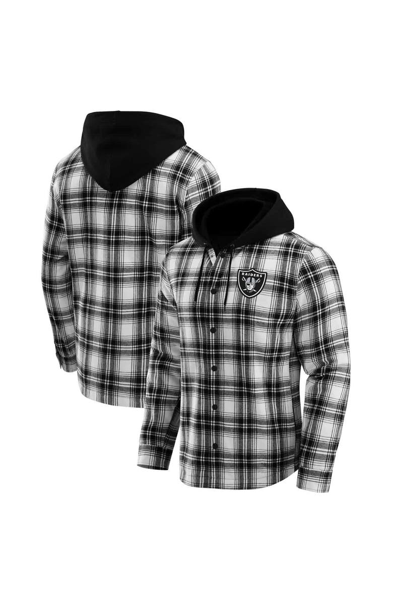 Darius Rucker Collection by Fanatics Men's NFL x Darius Rucker Collection by Fanatics Black Las Vegas Raiders Plaid Flannel Quilted Full-Snap Hooded Shacket, Main, color, Black