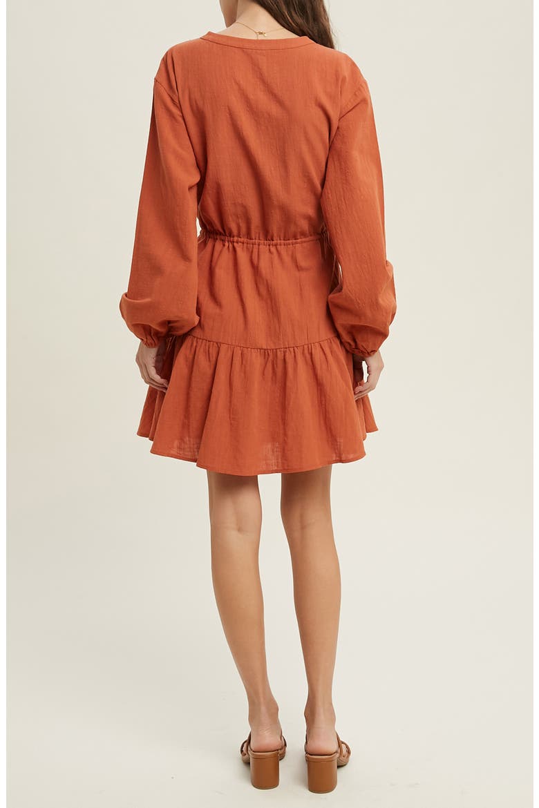 Long Sleeve Minidress, Alternate, color, BRICK