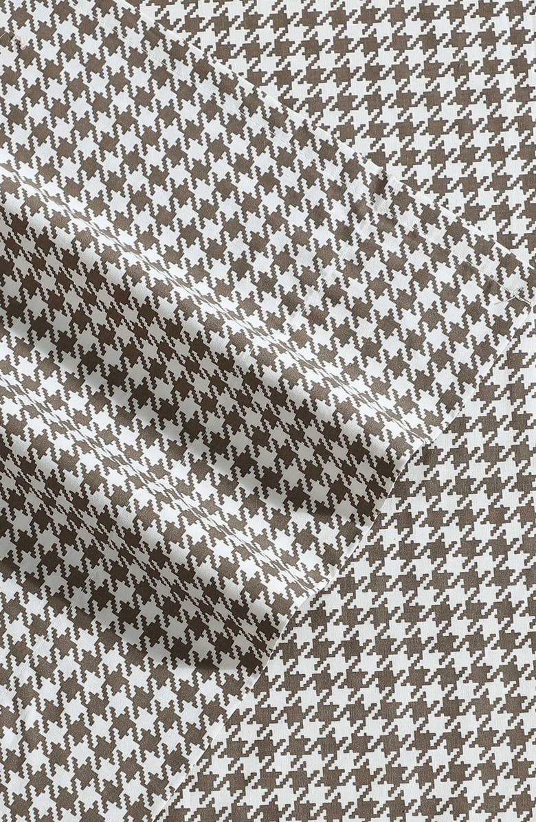 Eddie Bauer Harrison Houndstooth Cotton Percale Sheet Set, Alternate, color, Olive Multi