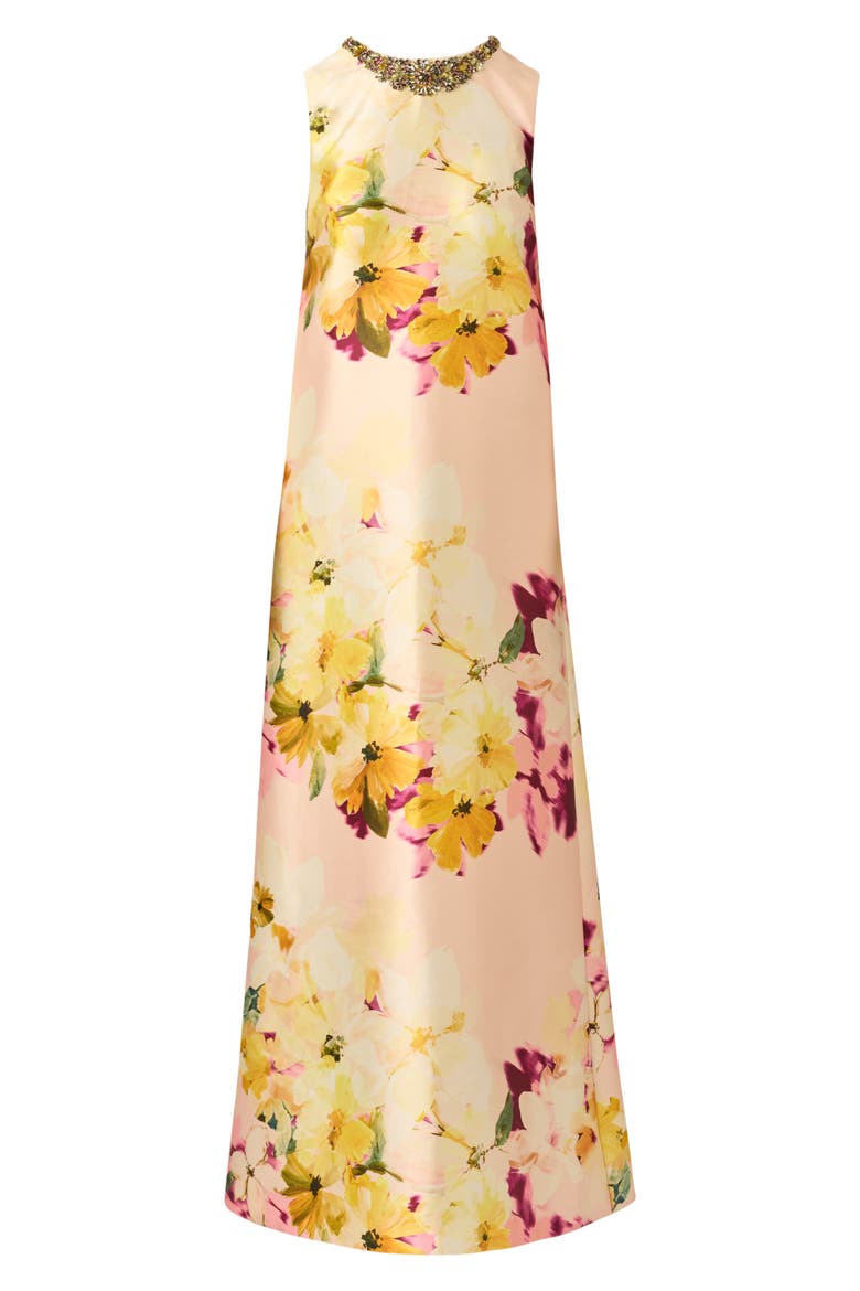 Beaded Print Mikado Gown, Alternate, color, GOLD MULTI
