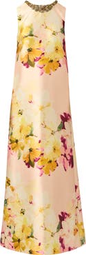 Aidan Mattox Beaded Print Mikado Gown