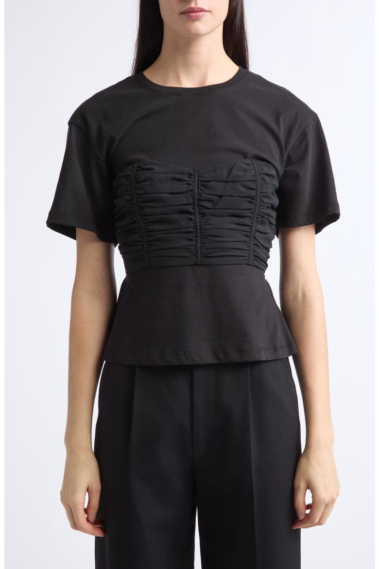 Mila Mixed Media Top, Main, color, NOIR