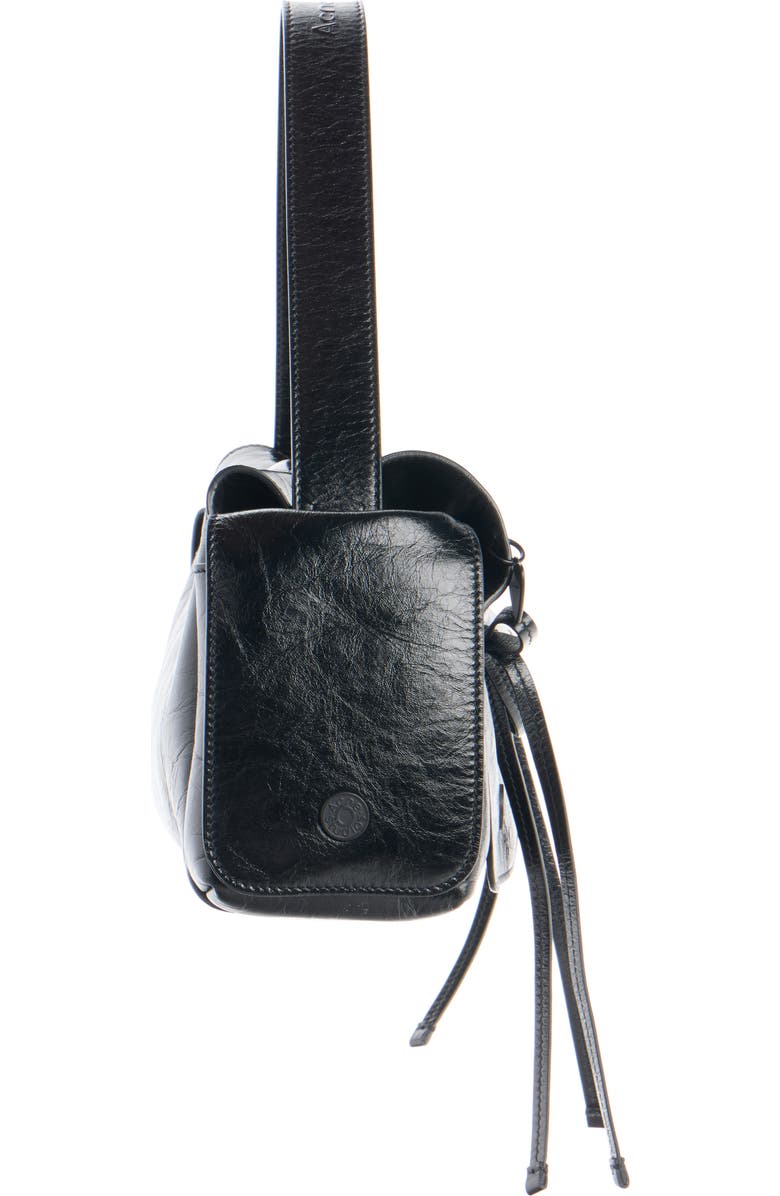 Acne Studios Micro Multipocket Crinkled Leather Handbag, Alternate, color, Black
