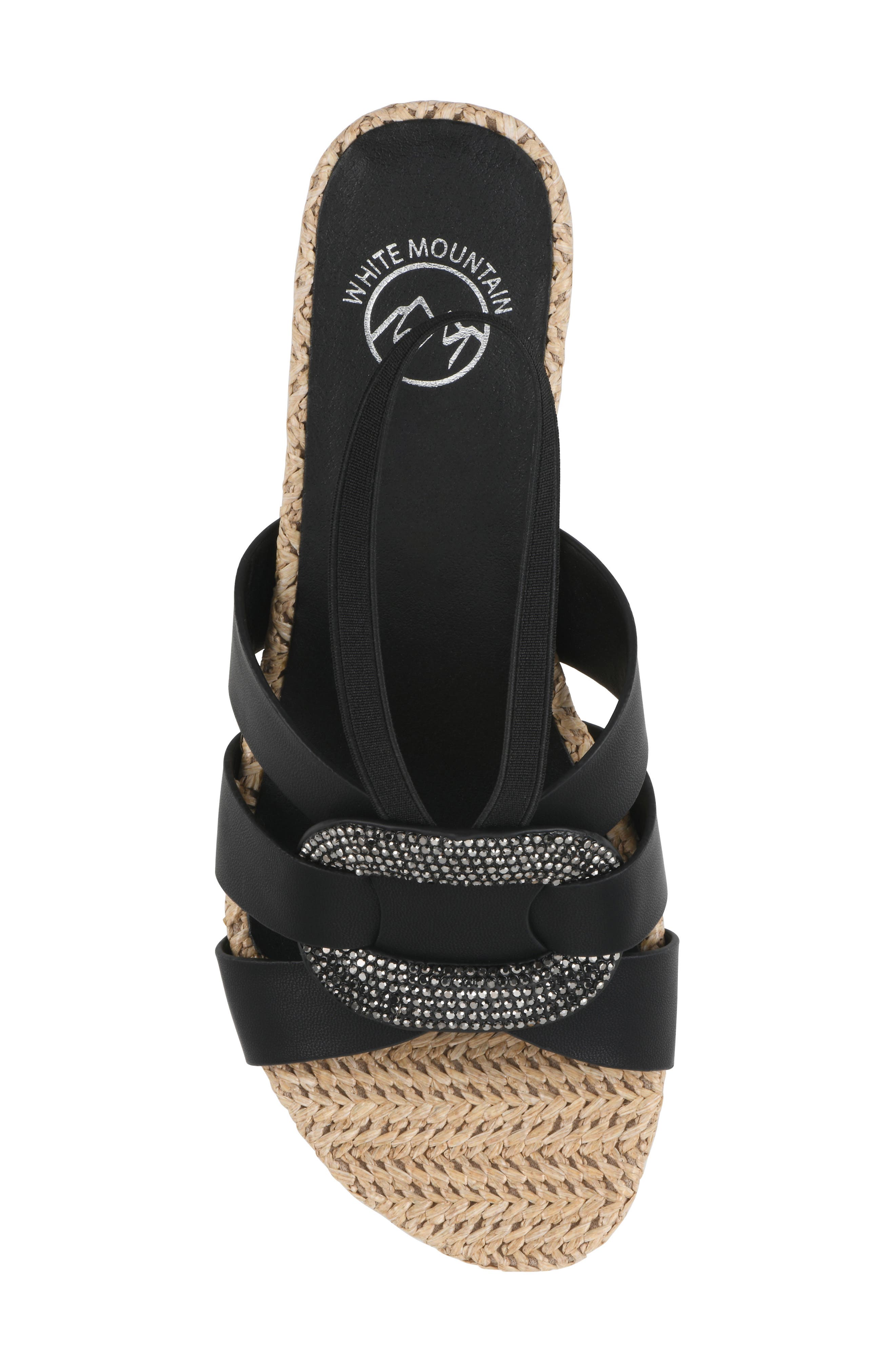 White Mountain Footwear Atavi Wedge Espadrille Sandal, Alternate, color, Black/ Smooth