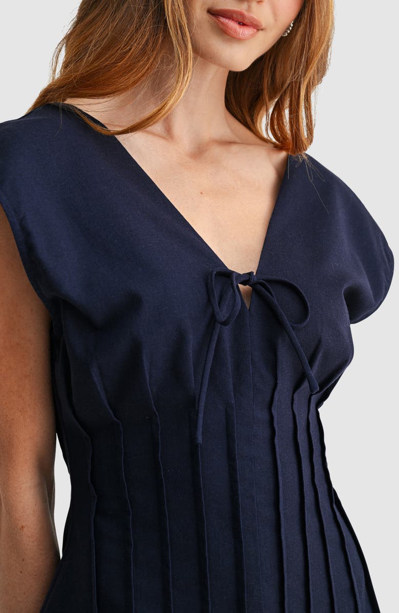 Lush Pleated Cinched Waist Minidress, Alternate, color, Navy