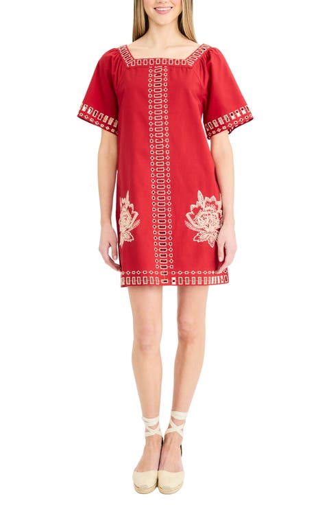 Embroidered Shift Dress