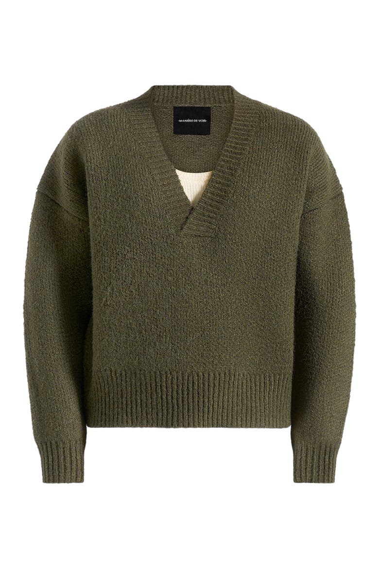 Chad V-Neck Wool Knit Jumper, Alternate, color, Deep Olive