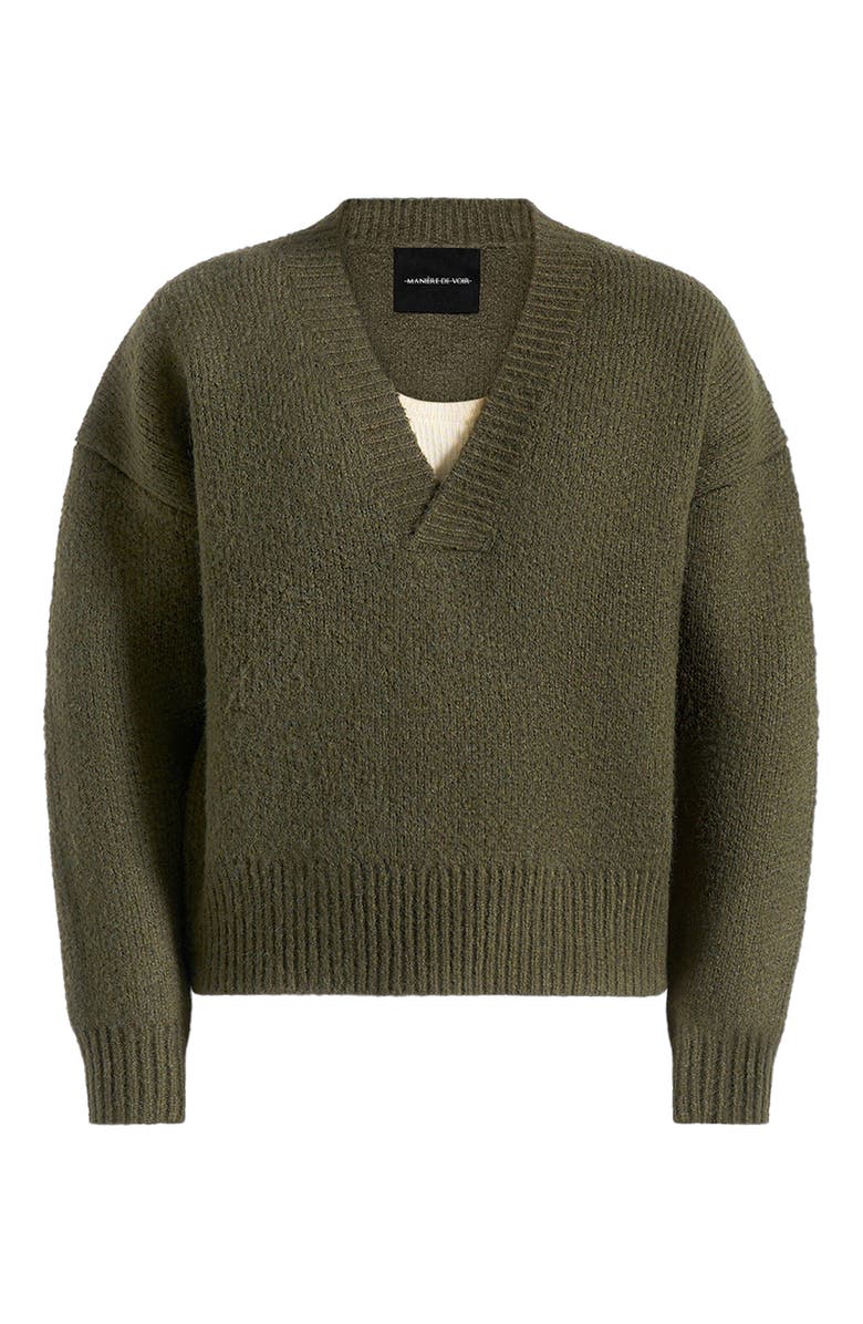 Manière De Voir Chad V-Neck Wool Knit Jumper, Alternate, color, Deep Olive