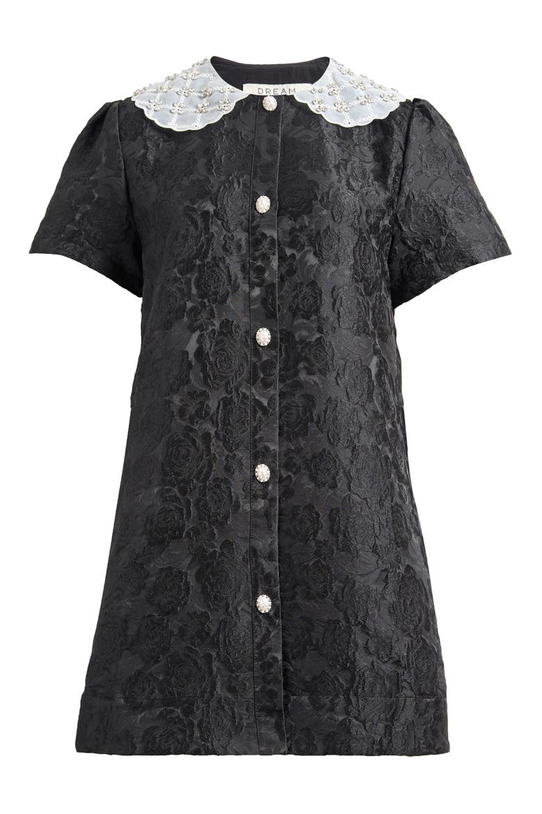 Chandelier Floral Jacquard Minidress, Alternate, color, BLACK
