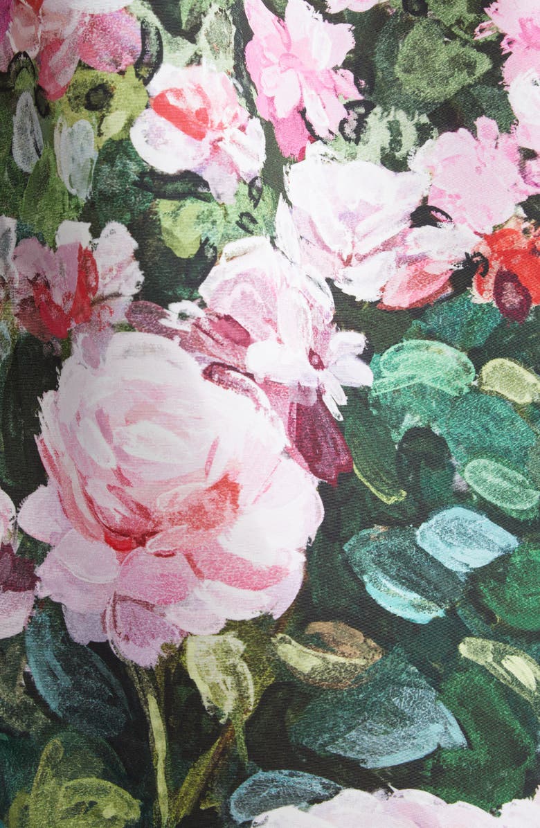 Oscar de la Renta Rose Field Strapless Silk Faille Cocktail Dress, Alternate, color, 