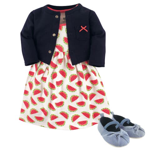 Cotton Dress, Cardigan and Shoe Set (Baby)