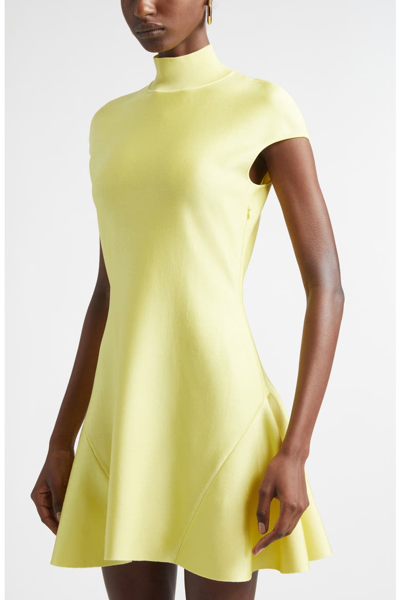Knit Fit & Flare Minidress, Alternate, color, ACID YELLOW