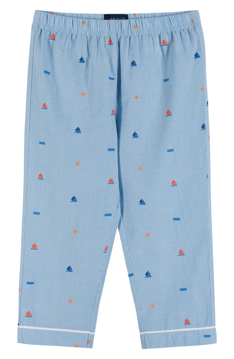 Andy & Evan Kids' Stripe Sailboat Print Two-Piece Pajamas, Alternate, color, 
