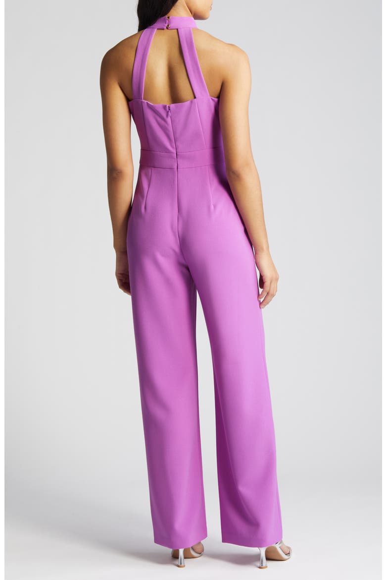 Bow Sleeeveless Crepe Jumpsuit, Alternate, color, VIOLET