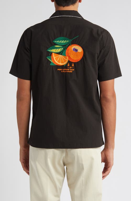 PERCIVAL PERCIVAL PERCICO CITRUS EMBROIDERED SHORT SLEEVE COTTON GRAPHIC BOWLING SHIRT