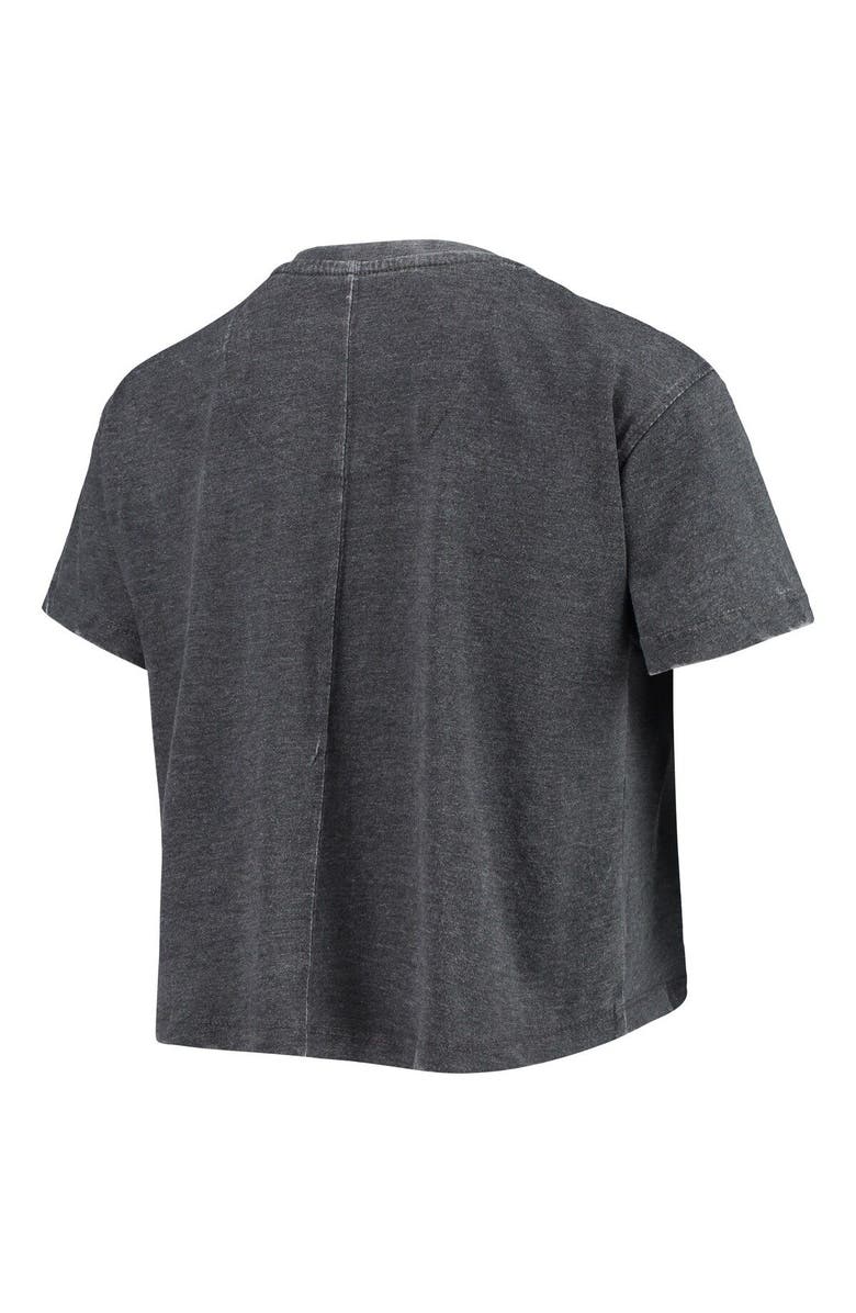 PRESSBOX Women's Pressbox Heather Black Wisconsin Badgers Edith Vintage Burnout Crop T-Shirt, Alternate, color,