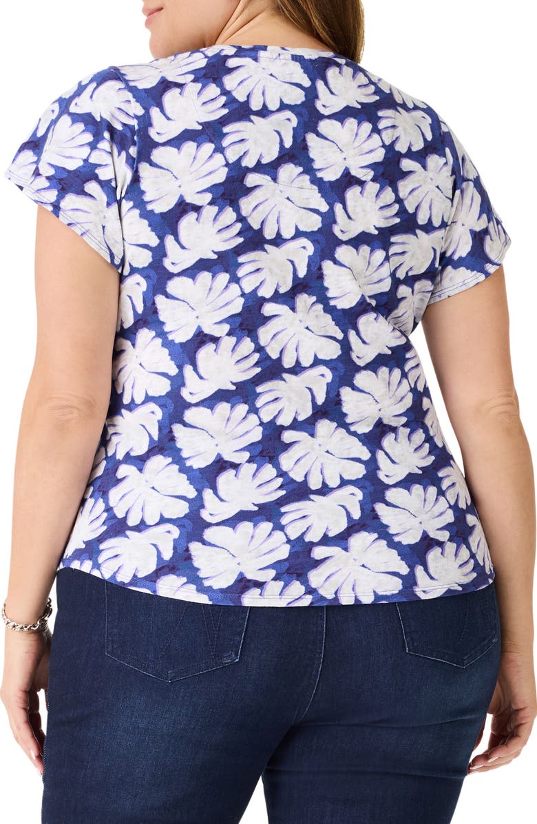 NZT by NIC+ZOE Shadow Palm Flutter Sleeve T-Shirt, Alternate, color, Blue Multi