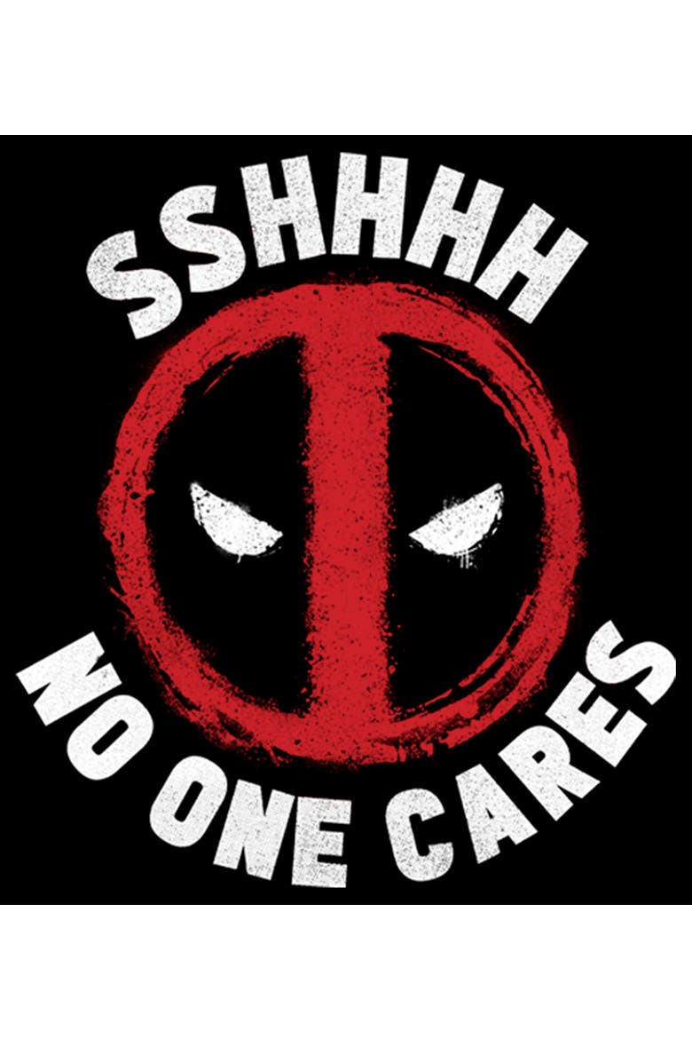 Men's Marvel Deadpool Sshhhh... No One Cares  Graphic T-Shirt, Alternate, color, Black