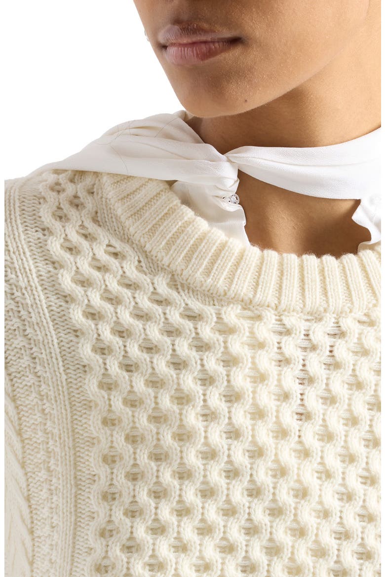 Fisherman Wool Sweater, Alternate, color, WOOL ECRU