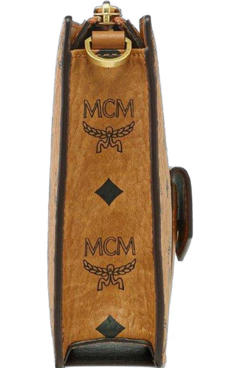 MCM Aren Standing Crossbody Pouch in Visetos, Alternate, color, Brown