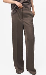 MANGO Straight Leg Satin Pants