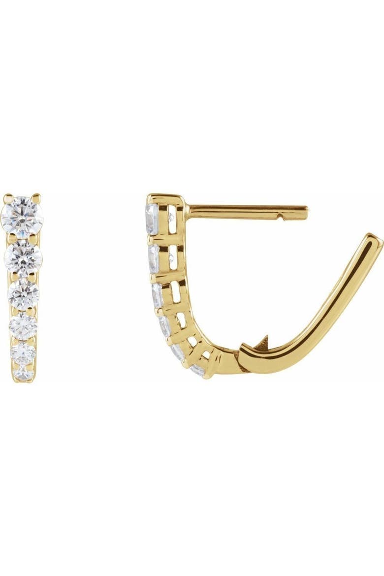 1/2 CT Natural Diamond 12.95 mm Hoop Earrings In 14K Gold, Alternate, color, Gold