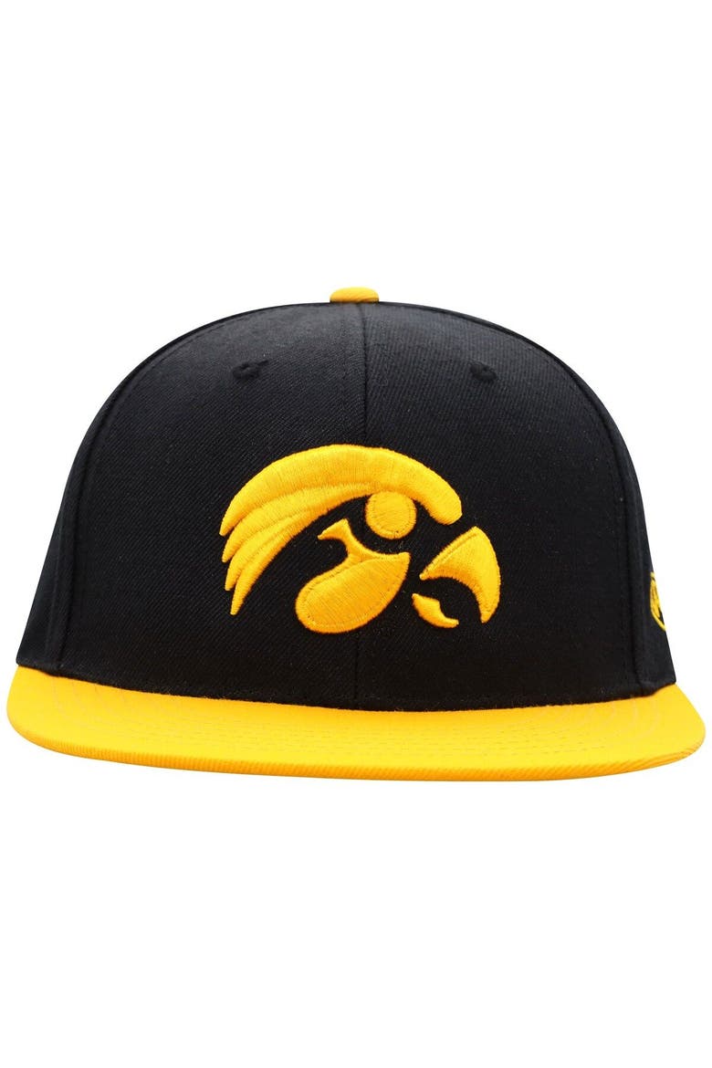 Men's Top of the World Black/Gold Iowa Hawkeyes Team Color Two-Tone Fitted Hat, Alternate, color, Black