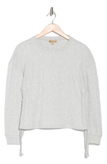 Democracy Ruched Side Textured Knit Pullover In Heather Grey