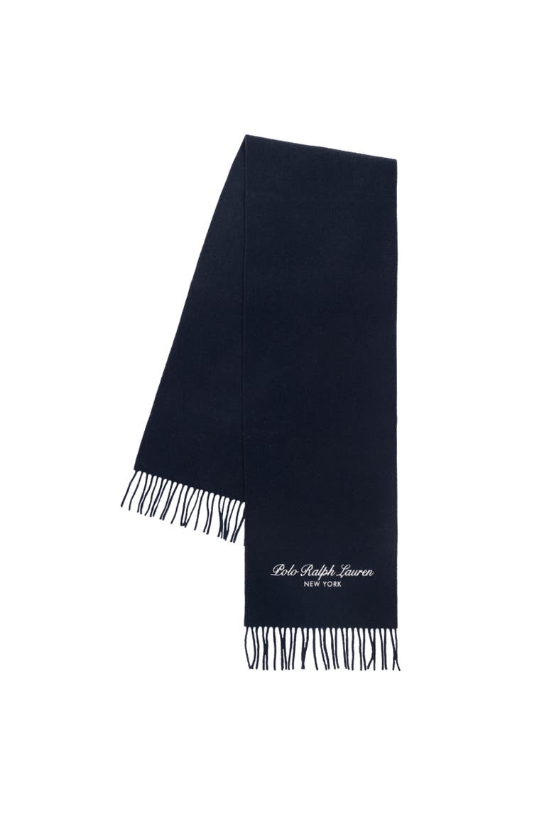 Polo Script Scarf, Alternate, color, Newport Navy