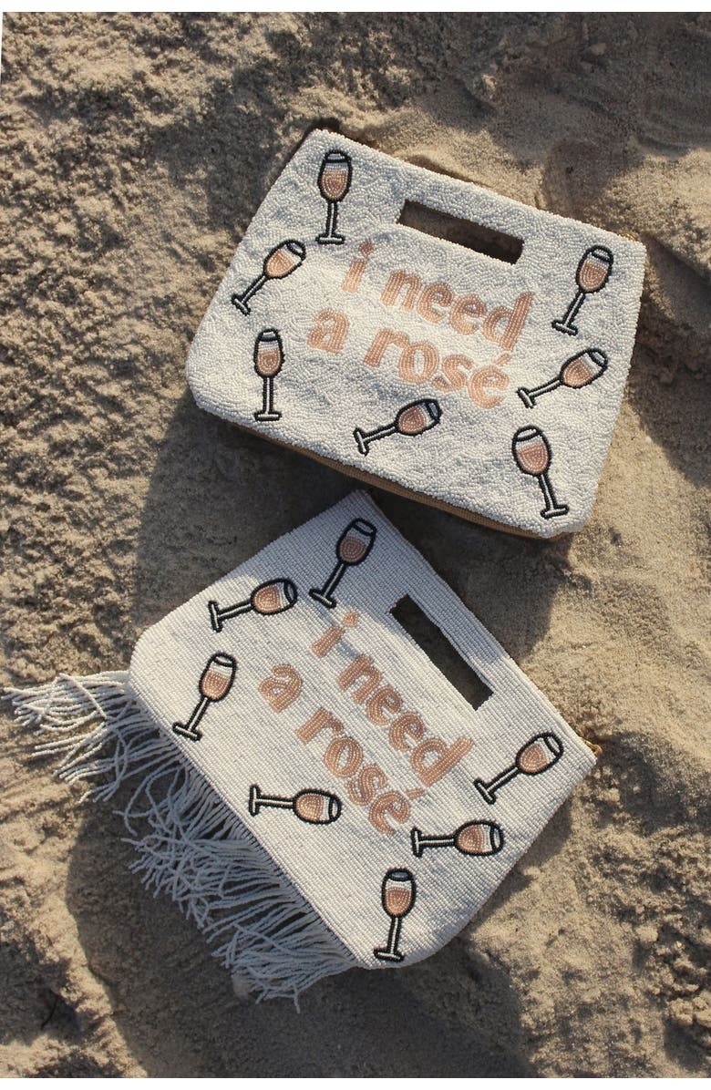 Island to East Side I Need a Rosé Handle Pouch, Alternate, color, White