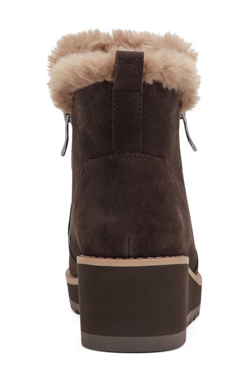 Easy Spirit Jane Faux Fur Lined Wedge Bootie In Brown
