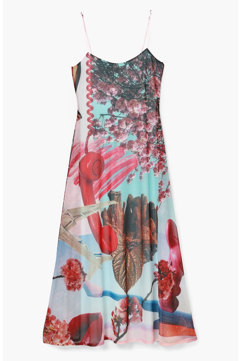 Surreal Blossom Stretch Slipdress, Alternate, color, BLUE/ RED MIX