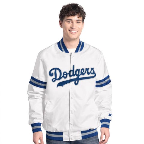 Men's Starter  White Los Angeles Dodgers Cooperstown Scout Full-Snap Varsity Jacket