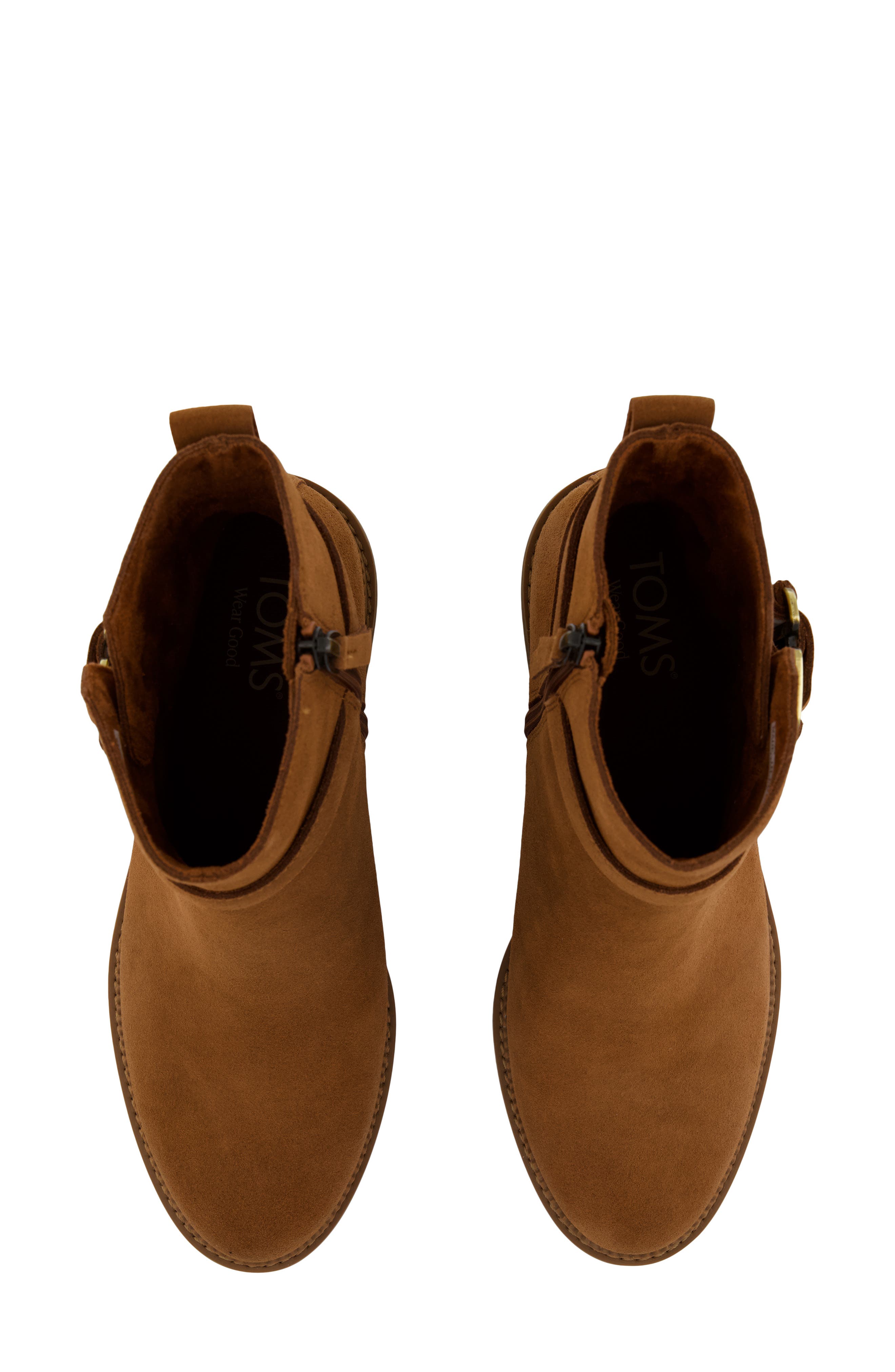 TOMS Hailey Buckle Bootie, Alternate, color, Brown