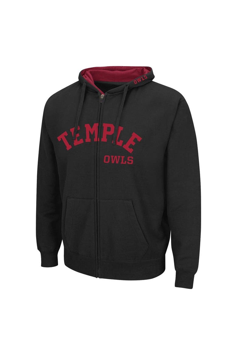Men's Colosseum Black Temple Owls Arch & Team Logo 3.0 Full-Zip Hoodie Jacket, Alternate, color, Black