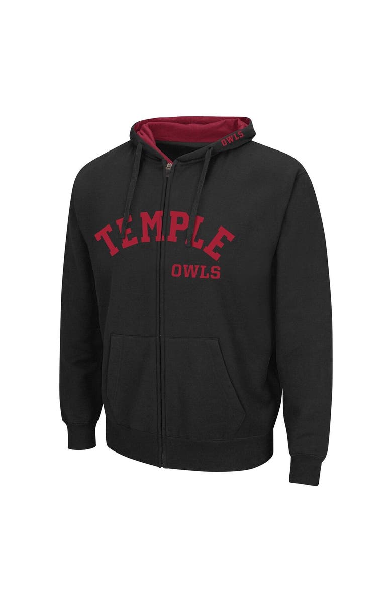 COLOSSEUM Men's Colosseum Black Temple Owls Arch & Team Logo 3.0 Full-Zip Hoodie Jacket, Alternate, color, 