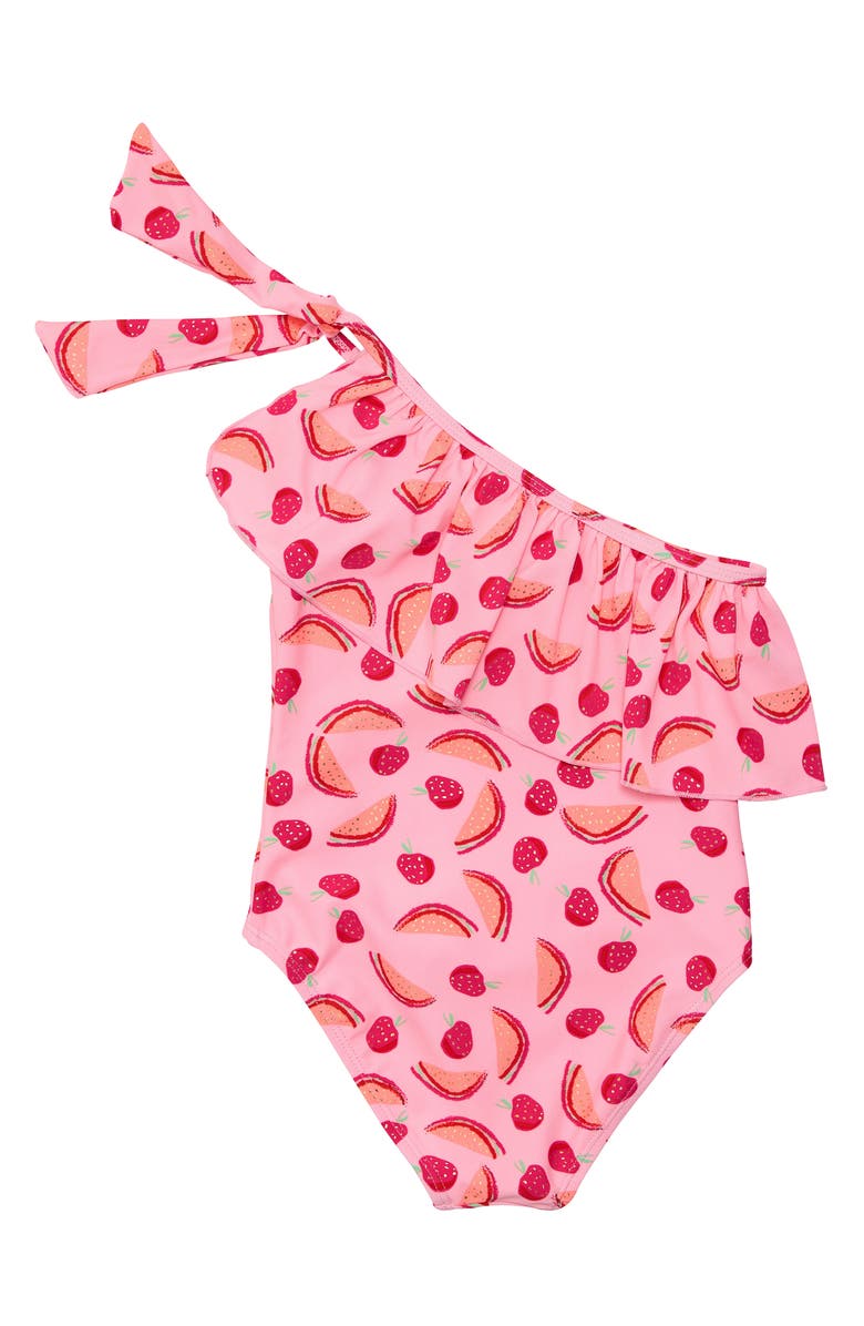 Snapper Rock Berry Sweet Frill One-Shoulder One-Piece Swimsuit, Alternate, color, Pink